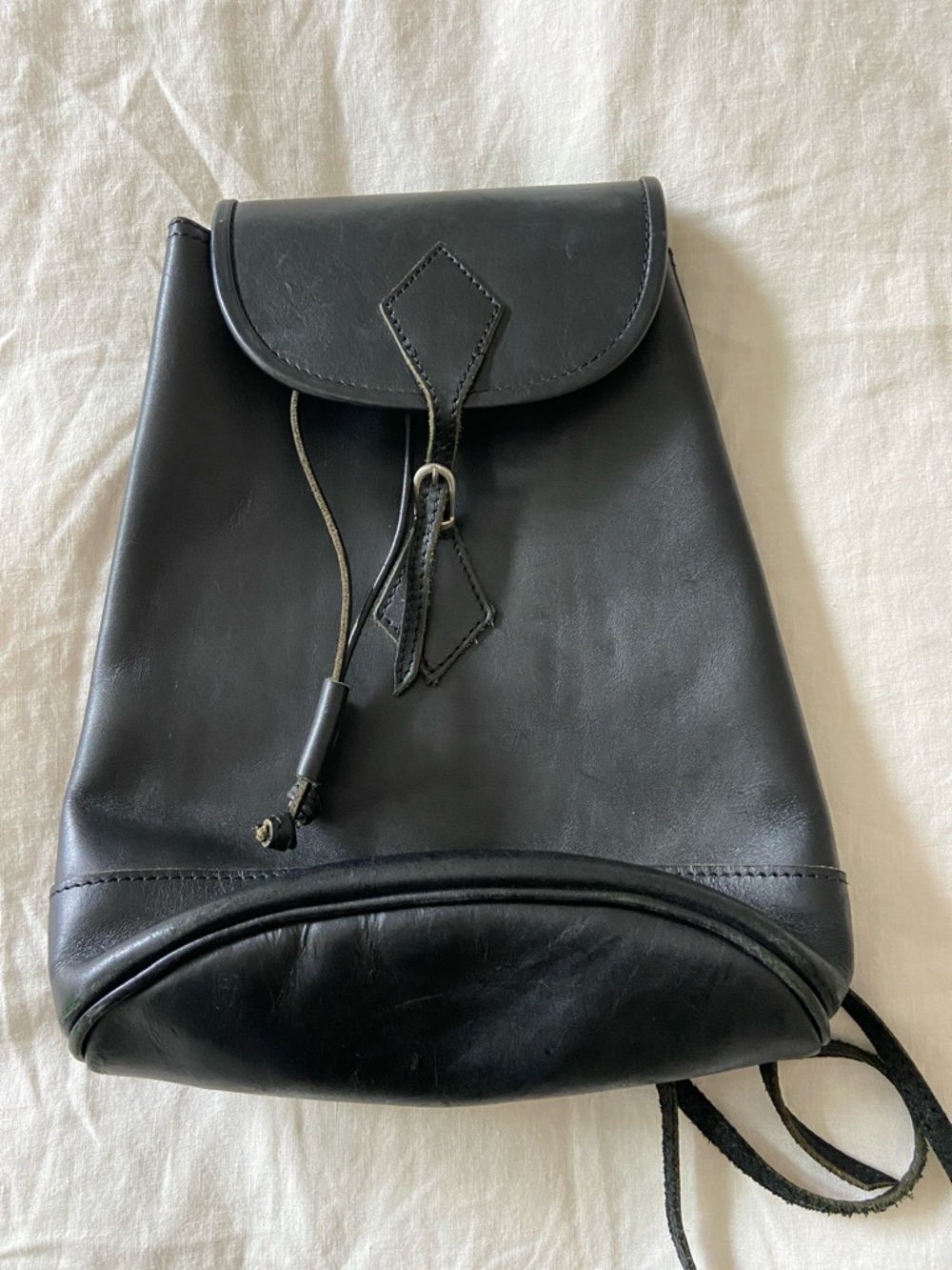 Brandy Melville Black Leather Drawstring Backpack
